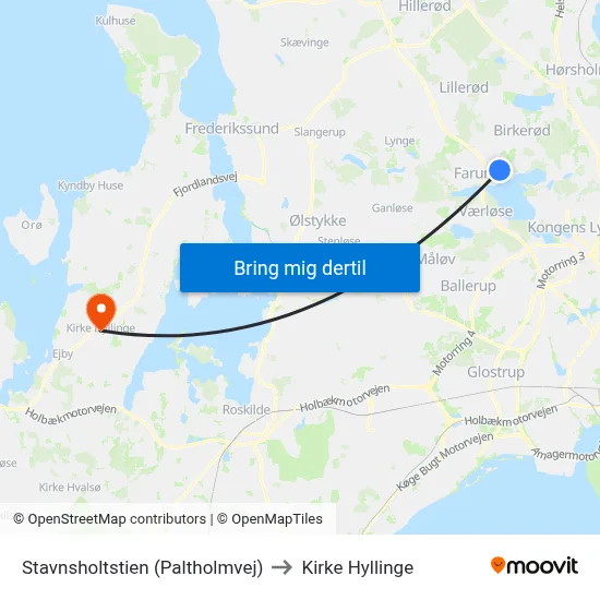 Stavnsholtstien (Paltholmvej) to Kirke Hyllinge map
