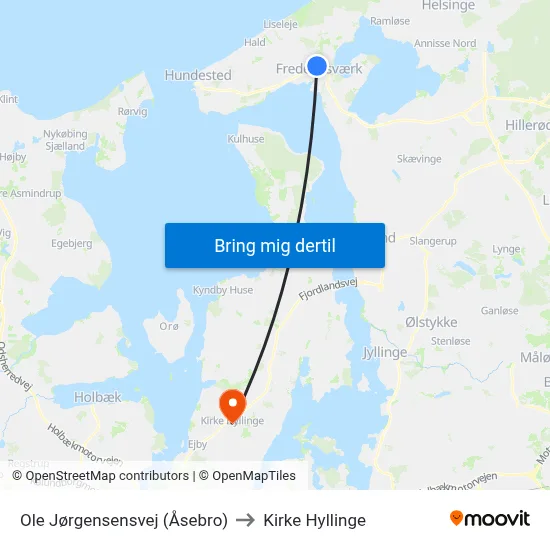 Ole Jørgensensvej (Åsebro) to Kirke Hyllinge map