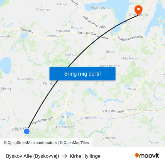 Byskov Alle (Byskovvej) to Kirke Hyllinge map