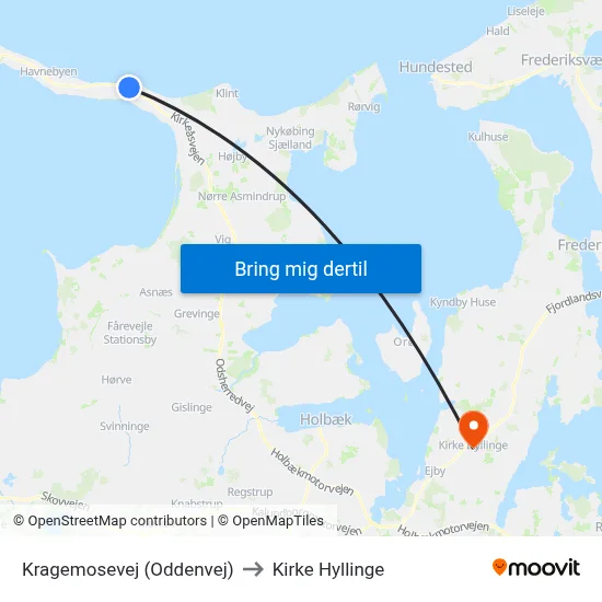 Kragemosevej (Oddenvej) to Kirke Hyllinge map