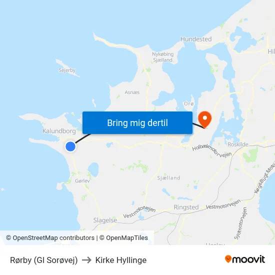 Rørby (Gl Sorøvej) to Kirke Hyllinge map