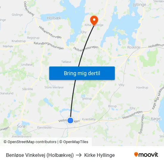 Benløse Vinkelvej (Holbækvej) to Kirke Hyllinge map