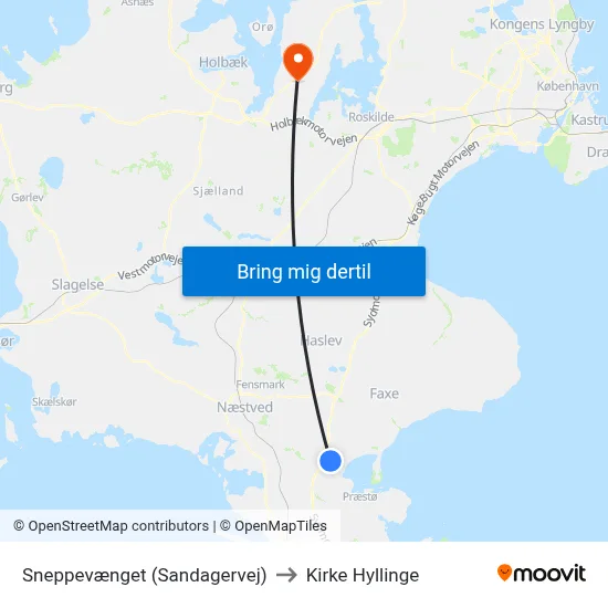 Sneppevænget (Sandagervej) to Kirke Hyllinge map