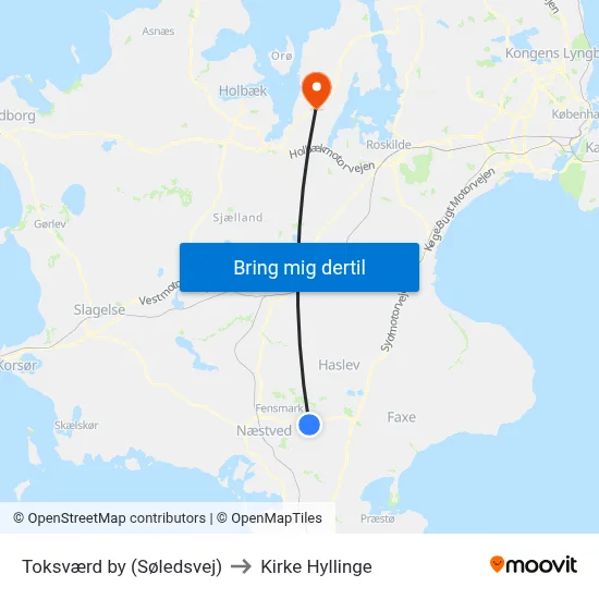Toksværd by (Søledsvej) to Kirke Hyllinge map