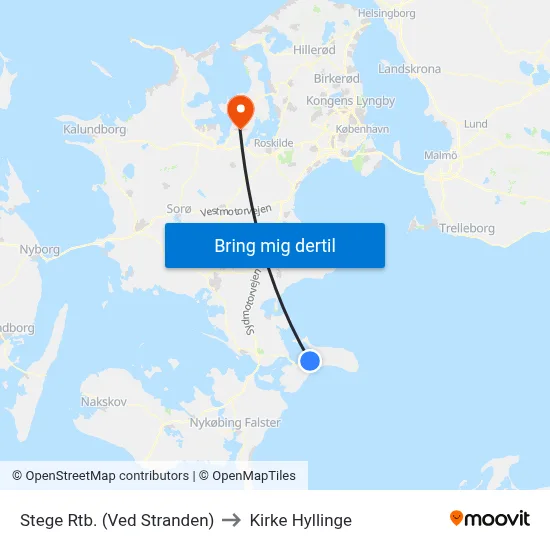 Stege Rtb. (Ved Stranden) to Kirke Hyllinge map
