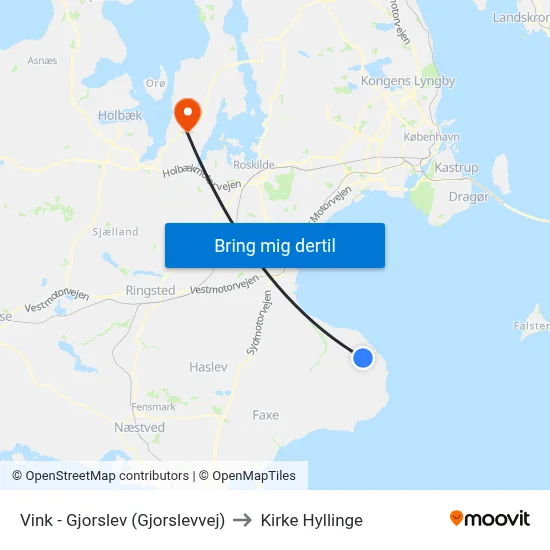 Vink - Gjorslev (Gjorslevvej) to Kirke Hyllinge map