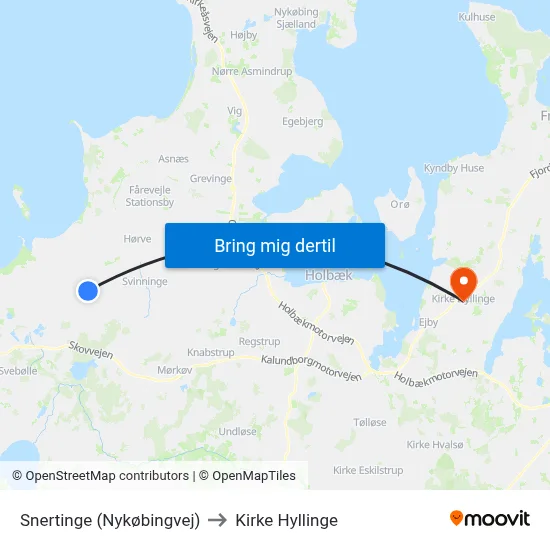 Snertinge (Nykøbingvej) to Kirke Hyllinge map
