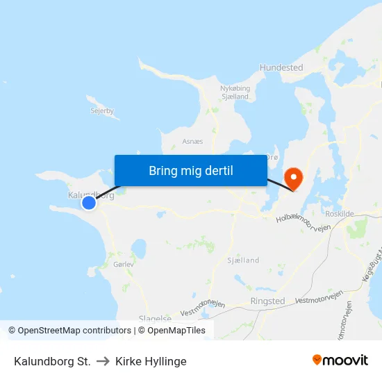 Kalundborg St. to Kirke Hyllinge map