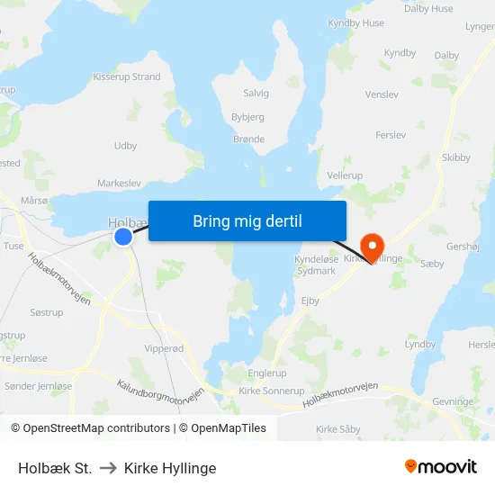 Holbæk St. to Kirke Hyllinge map