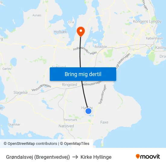 Grøndalsvej (Bregentvedvej) to Kirke Hyllinge map