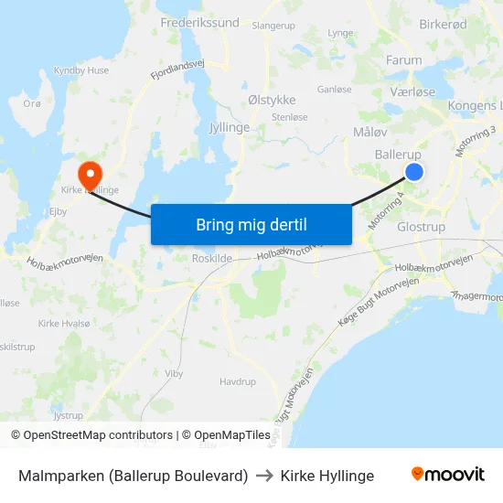 Malmparken (Ballerup Boulevard) to Kirke Hyllinge map