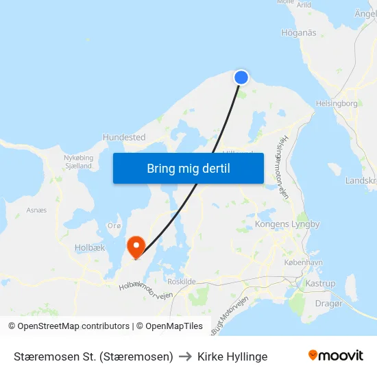 Stæremosen St. (Stæremosen) to Kirke Hyllinge map