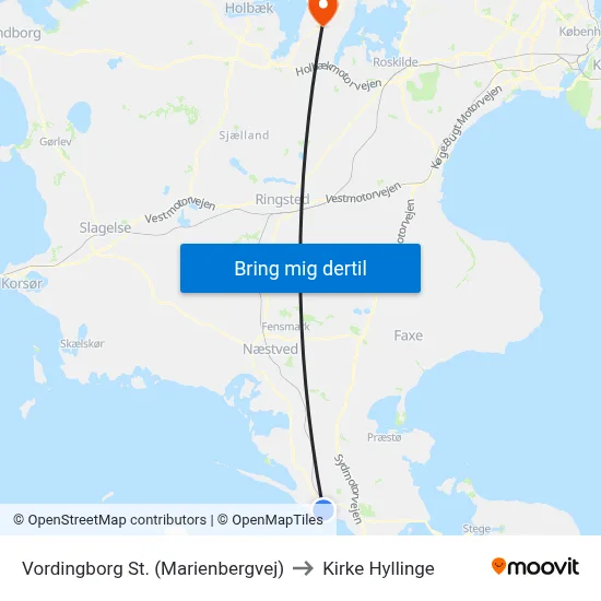 Vordingborg St. (Marienbergvej) to Kirke Hyllinge map