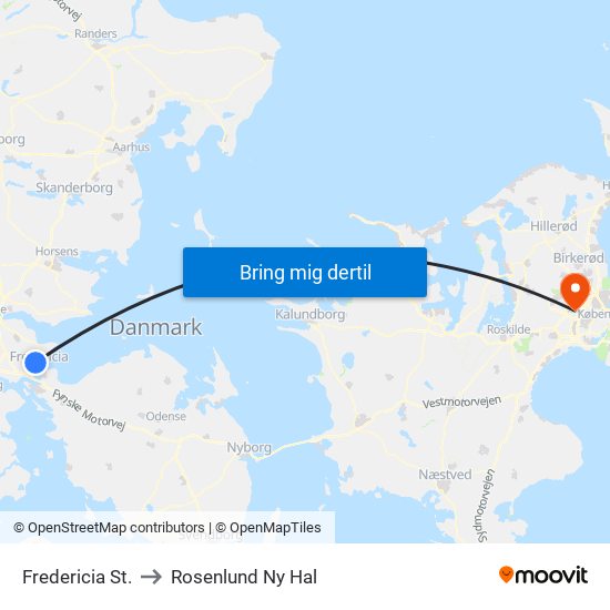 Fredericia St. to Rosenlund Ny Hal map