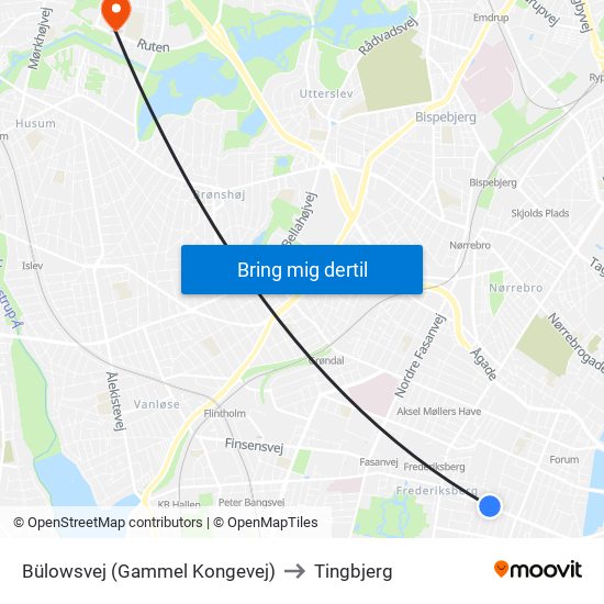 Bülowsvej (Gammel Kongevej) to Tingbjerg map