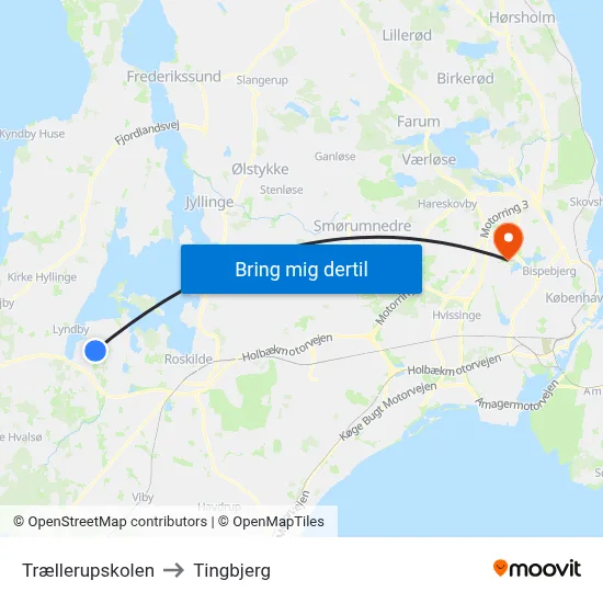 Trællerupskolen to Tingbjerg map