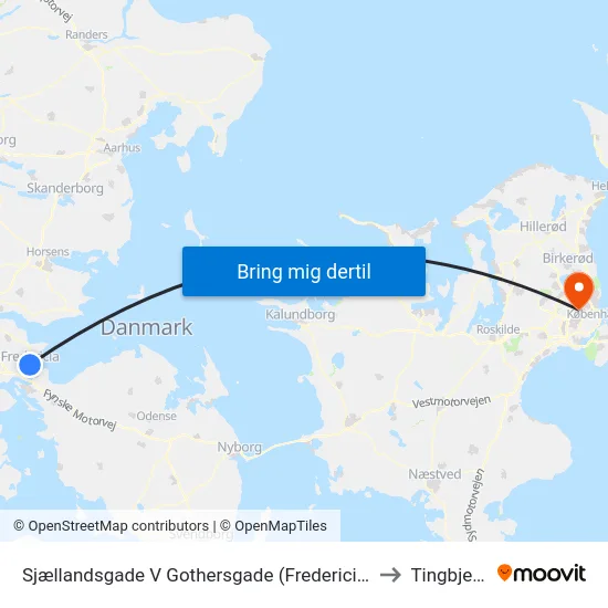 Sjællandsgade V Gothersgade (Fredericia) to Tingbjerg map
