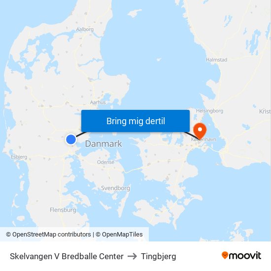 Skelvangen V Bredballe Center to Tingbjerg map