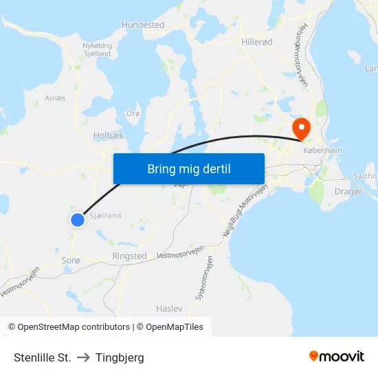 Stenlille St. to Tingbjerg map