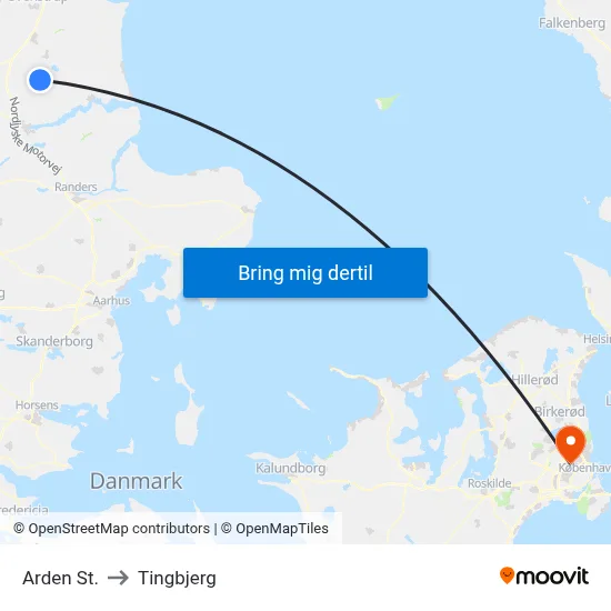 Arden St. to Tingbjerg map