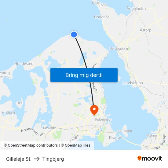 Gilleleje St. to Tingbjerg map