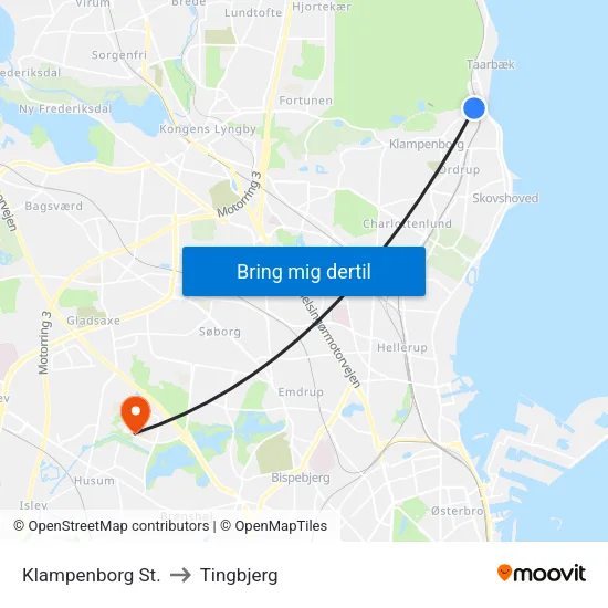 Klampenborg St. to Tingbjerg map