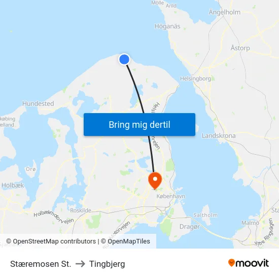Stæremosen St. to Tingbjerg map