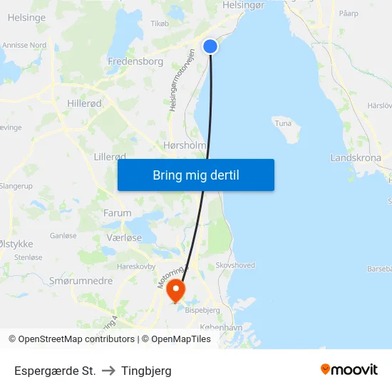 Espergærde St. to Tingbjerg map