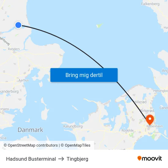 Hadsund Busterminal to Tingbjerg map