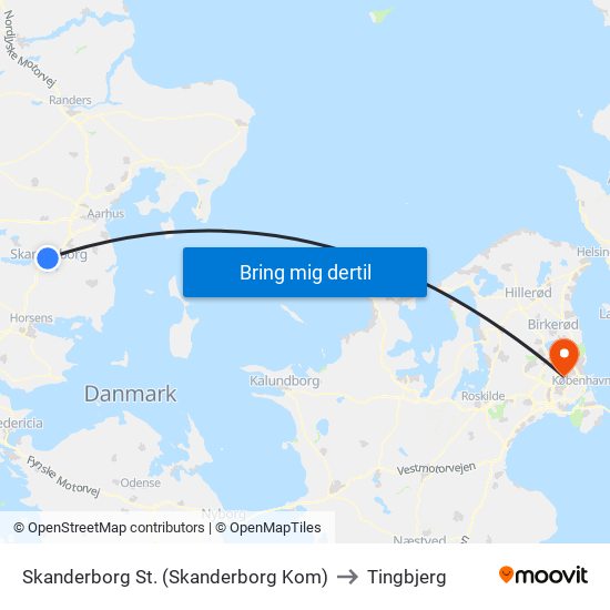 Skanderborg St. (Skanderborg Kom) to Tingbjerg map