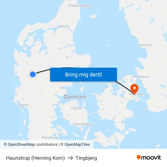 Haunstrup (Herning Kom) to Tingbjerg map