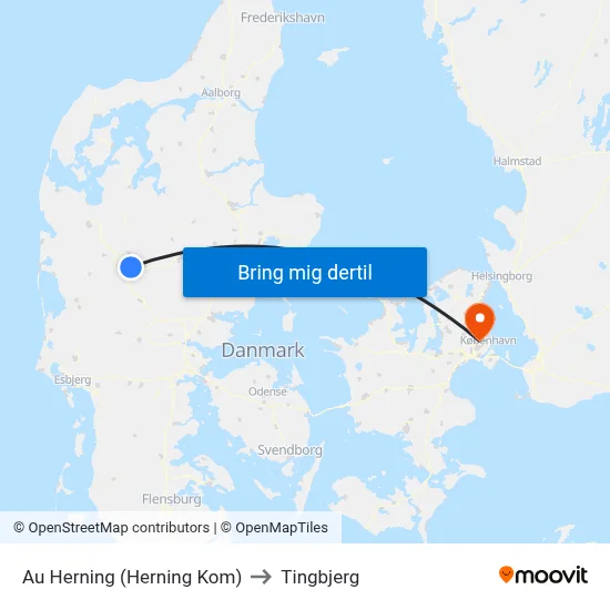 Au Herning (Herning Kom) to Tingbjerg map