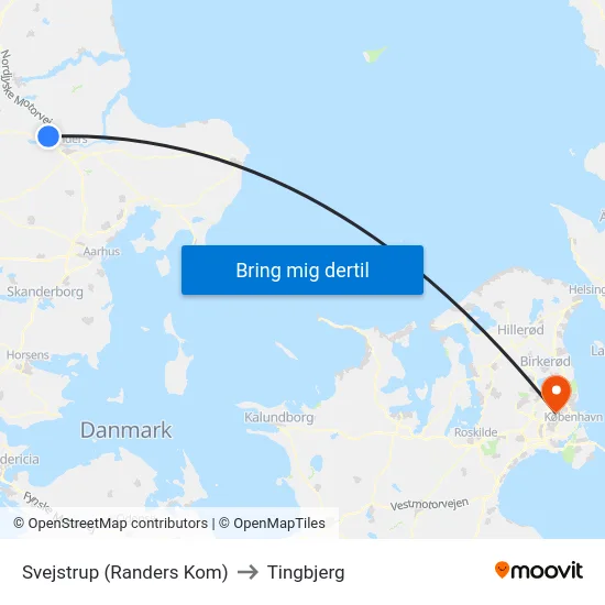 Svejstrup (Randers Kom) to Tingbjerg map
