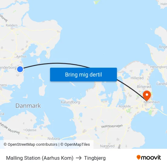 Malling Station  (Aarhus Kom) to Tingbjerg map
