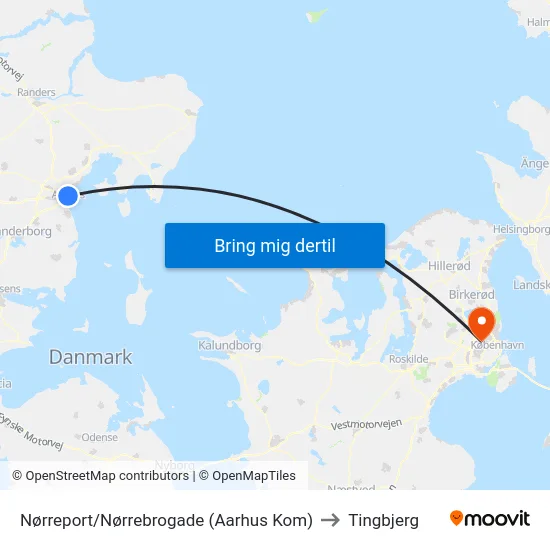 Nørreport/Nørrebrogade (Aarhus Kom) to Tingbjerg map