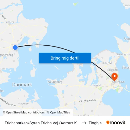 Frichsparken/Søren Frichs Vej (Aarhus Kom) to Tingbjerg map