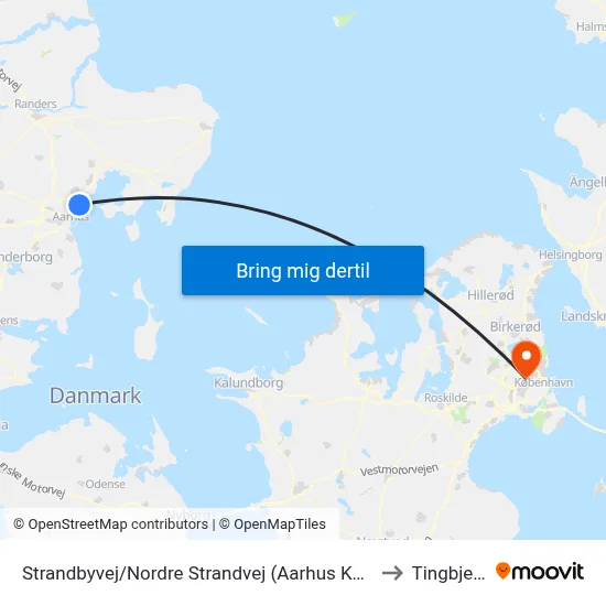 Strandbyvej/Nordre Strandvej (Aarhus Kom) to Tingbjerg map