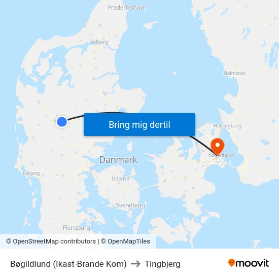 Bøgildlund (Ikast-Brande Kom) to Tingbjerg map
