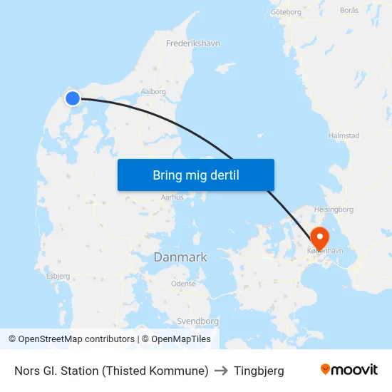 Nors Gl. Station (Thisted Kommune) to Tingbjerg map