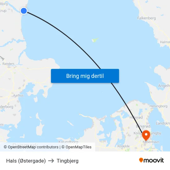 Hals (Østergade) to Tingbjerg map