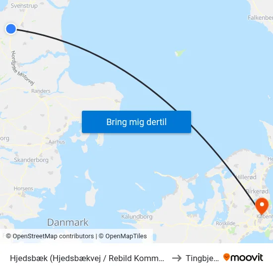 Hjedsbæk (Hjedsbækvej / Rebild Kommune) to Tingbjerg map