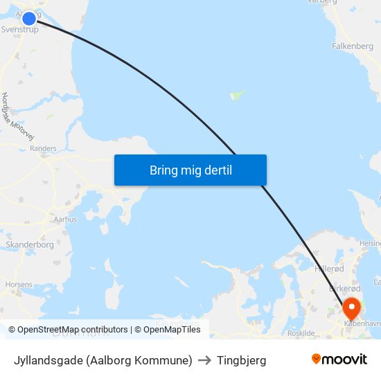 Jyllandsgade (Aalborg Kommune) to Tingbjerg map