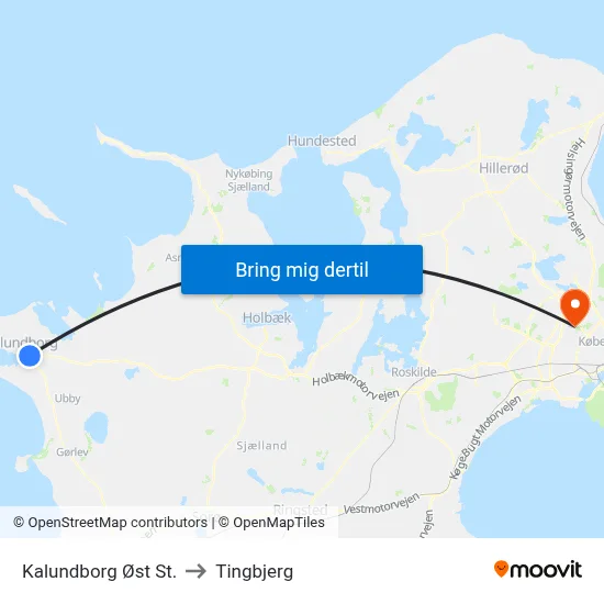 Kalundborg Øst St. to Tingbjerg map