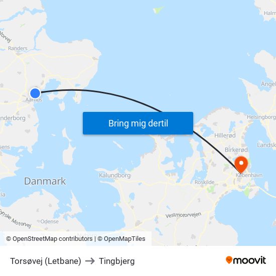 Torsøvej (Letbane) to Tingbjerg map