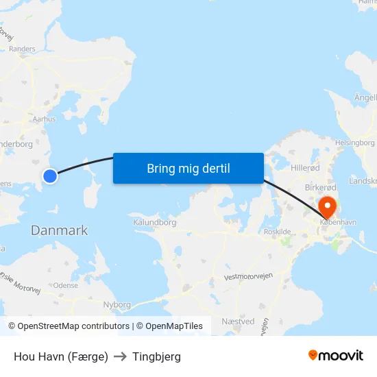 Hou Havn (Færge) to Tingbjerg map