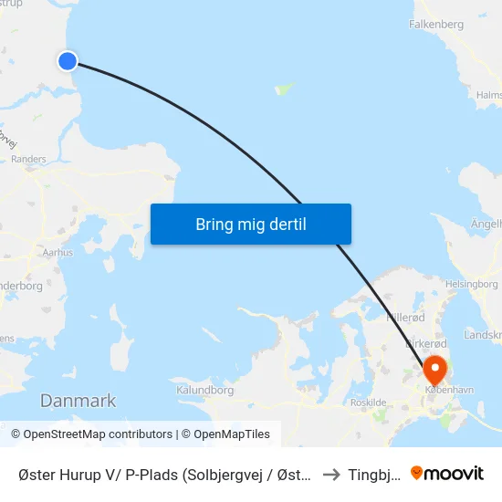 Øster Hurup V/ P-Plads (Solbjergvej / Øster Hurup) to Tingbjerg map