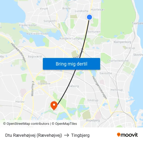 Dtu Rævehøjvej (Rævehøjvej) to Tingbjerg map