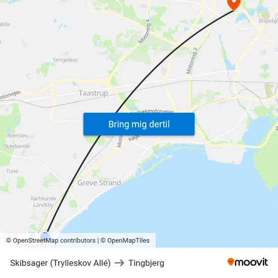 Skibsager (Trylleskov Allé) to Tingbjerg map