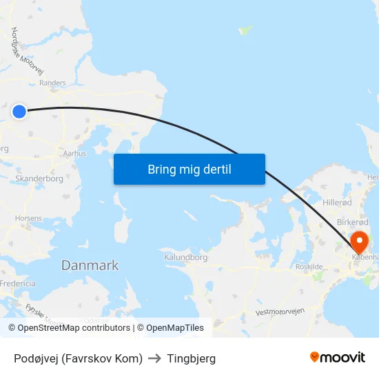 Podøjvej (Favrskov Kom) to Tingbjerg map