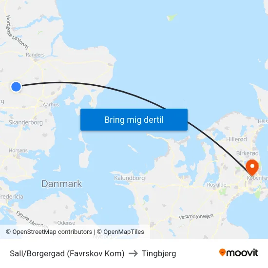 Sall/Borgergad (Favrskov Kom) to Tingbjerg map